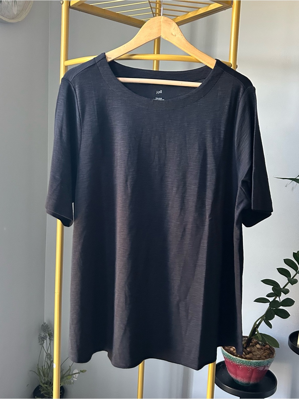 J. Jill plus size Black Pima-slub elbow-sleeve tee 100% Pima cotton size 2X NEW